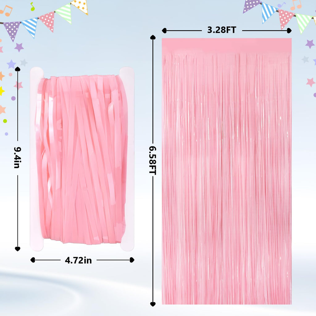 GCB 2Pack Metallic Tinsel Foil Fringe Curtains, Black Foil Curtain Backdrop, Photo Booth Props for Birthday Wedding Baby Shower Bachelorette Xmas Celebration Party Decorations Door Streamers