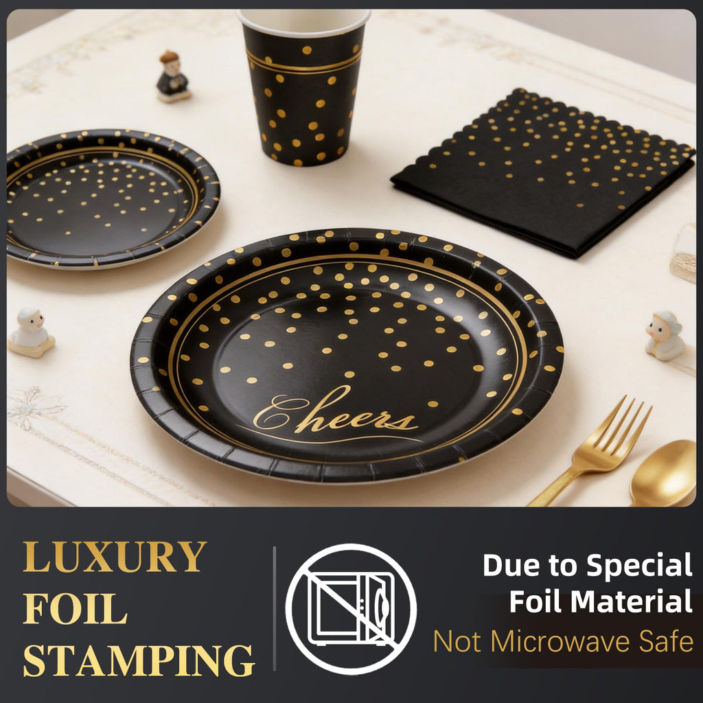 168Pcs Graduation Party Supplies, Colourful Paper Plates Napkins Cups Cutlery Tableware Set, Disposable Polka Dots Party Plates Cups and Napkins for Wedding Birthday Graduation Decor