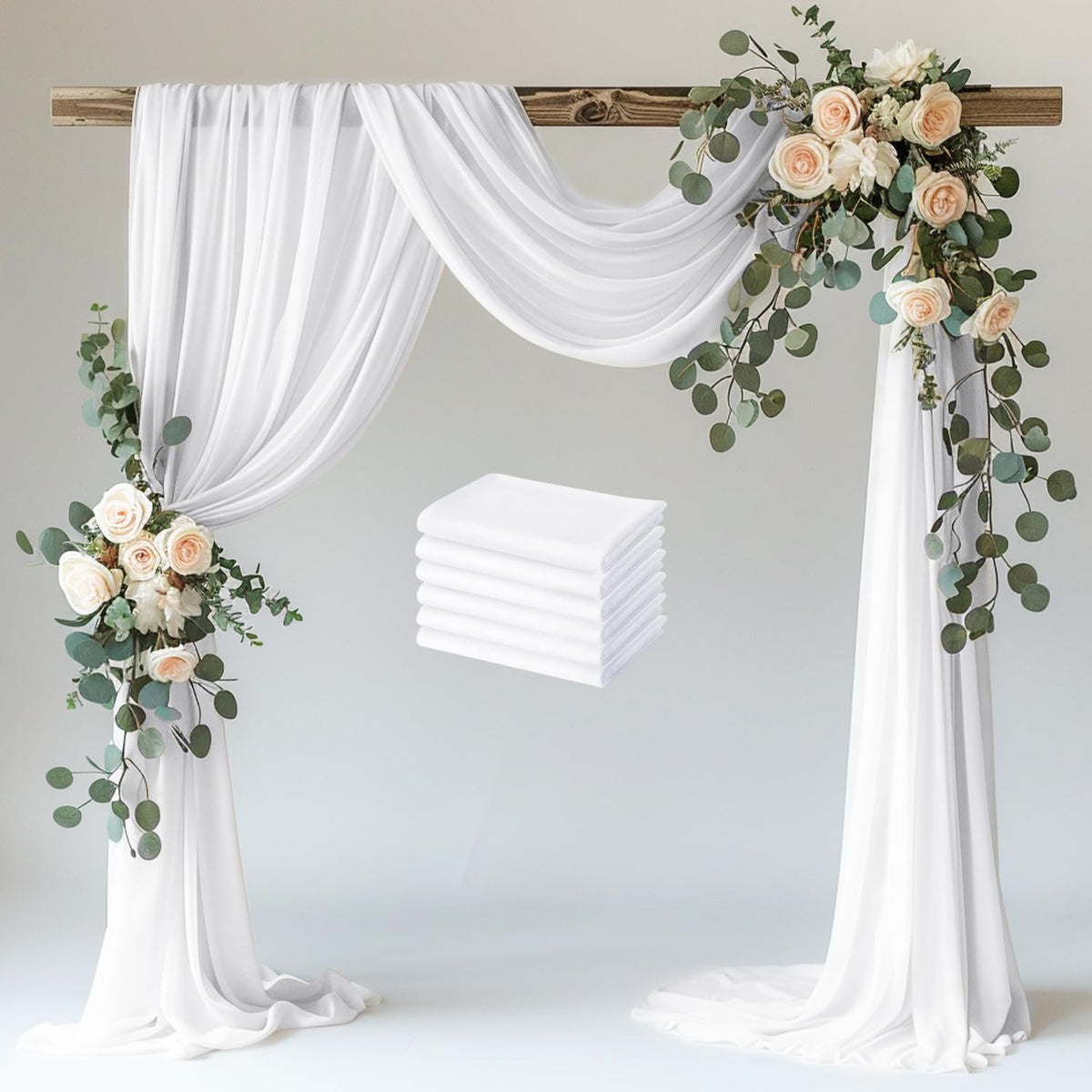 Wokceer Wedding Arch Draping Fabric Backdrop Sheer Drapes Fabric for Wedding Arbor Ceremony Party