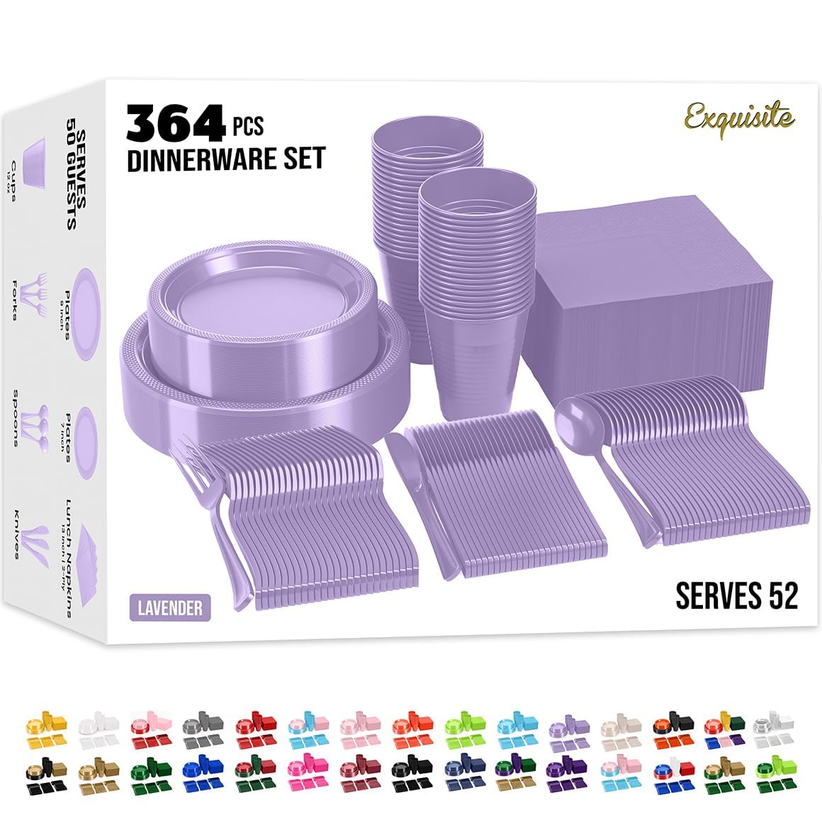 350 Pcs Plastic Dinnerware Set - Exquisite