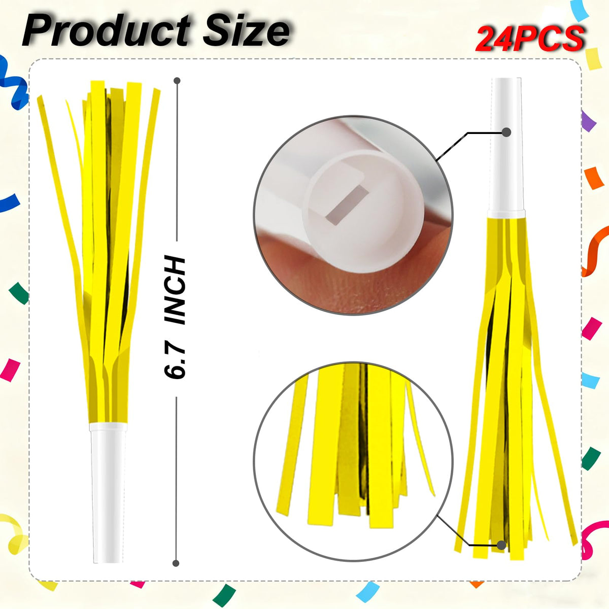 Atopxing 24PCS Bulk Party Blowers & Colourful Noise Makers - Fringed Glitter Party Horns Whistles for Birthday Graduation Christmas New Year - Premium Party Supplies (Mixed Colors)
