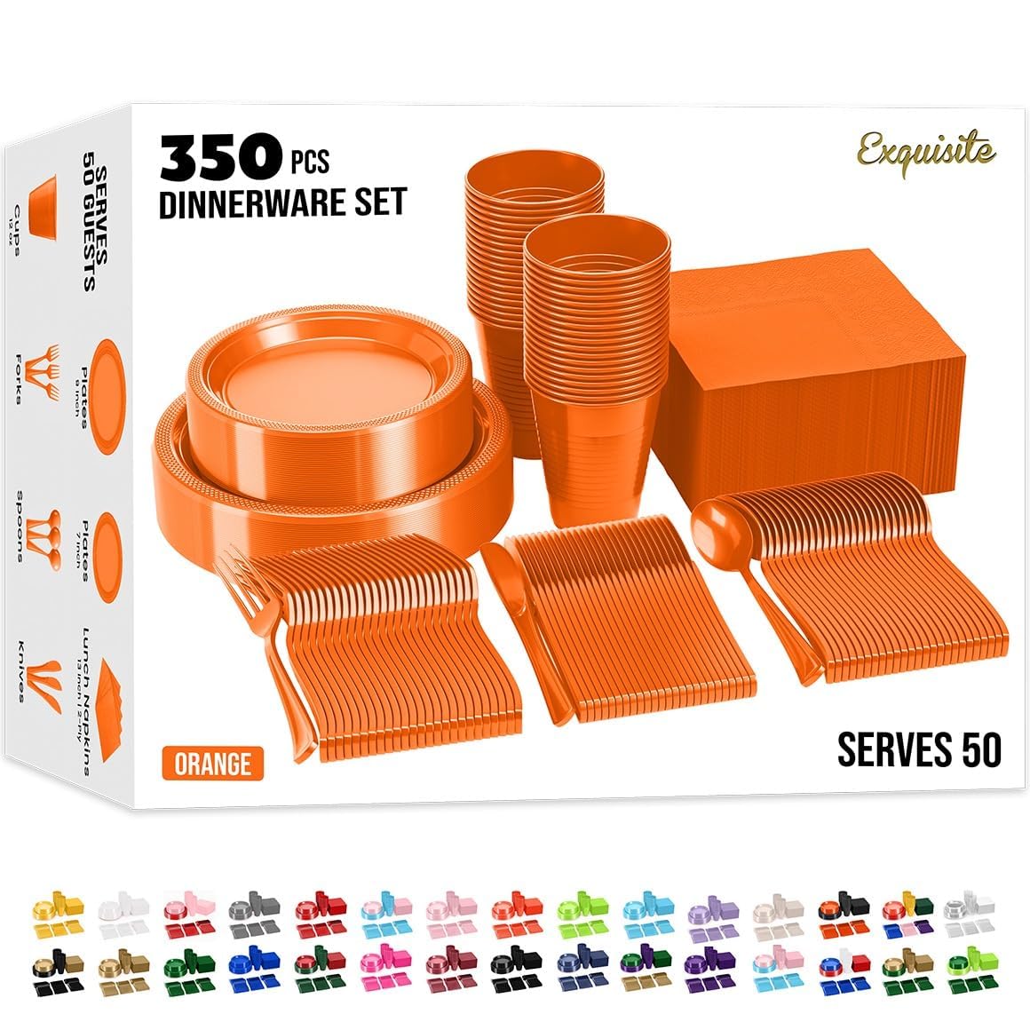 350 Pcs Plastic Dinnerware Set - Exquisite