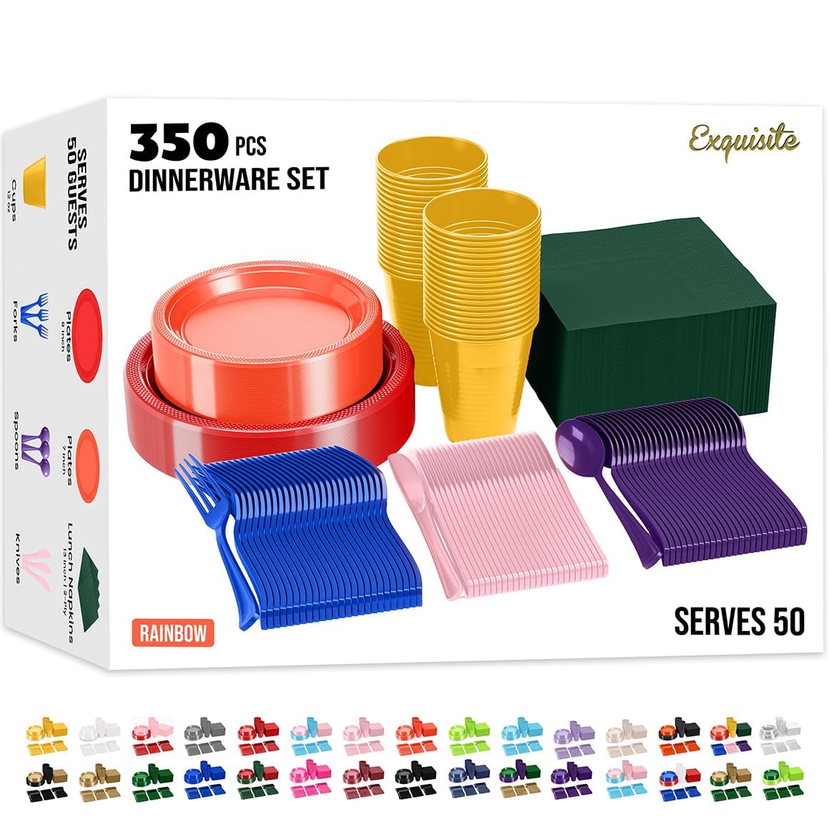 350 Pcs Plastic Dinnerware Set - Exquisite