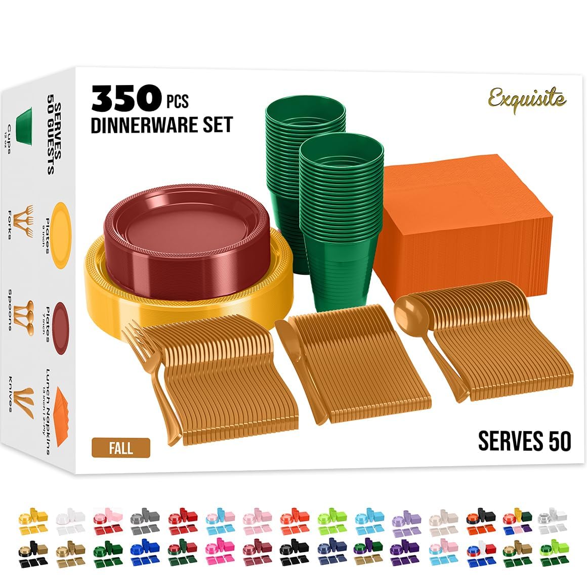 350 Pcs Plastic Dinnerware Set - Exquisite