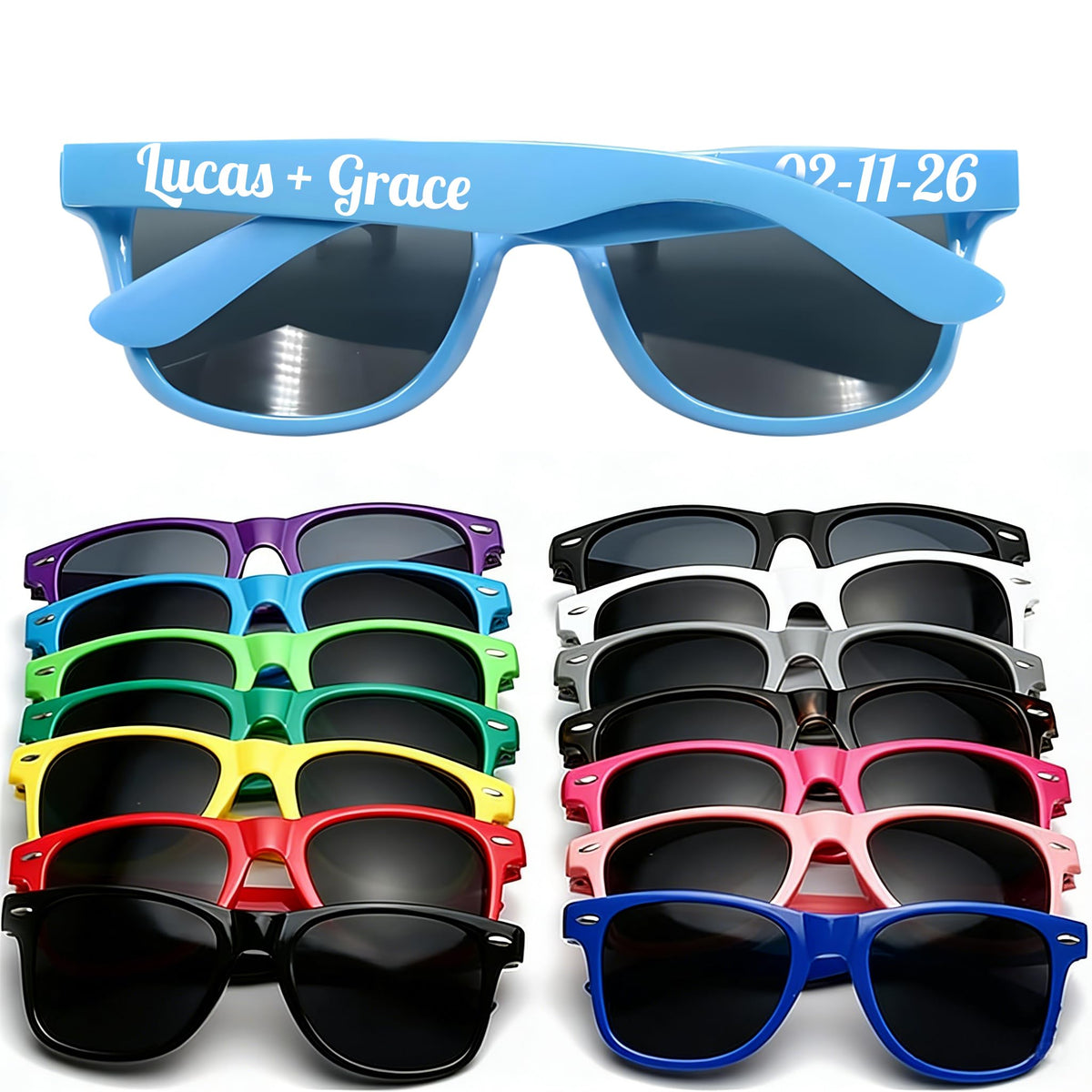 DFDG Personalized Sunglasses Bulk Custom Wedding Party Sunglasses Bachelorette Party Sunglasses for Women & Men