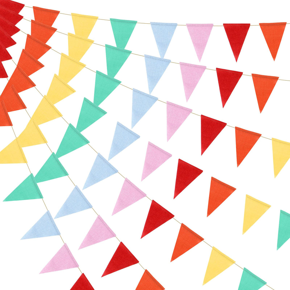 HESTYA 42 Pieces Colorful Pennant Banner Flag Multicolor Bunting Triangle Banner Pastel Pennants for Birthdays Classroom School Carnival Garland Outdoor Events Party Hanging Decorations
