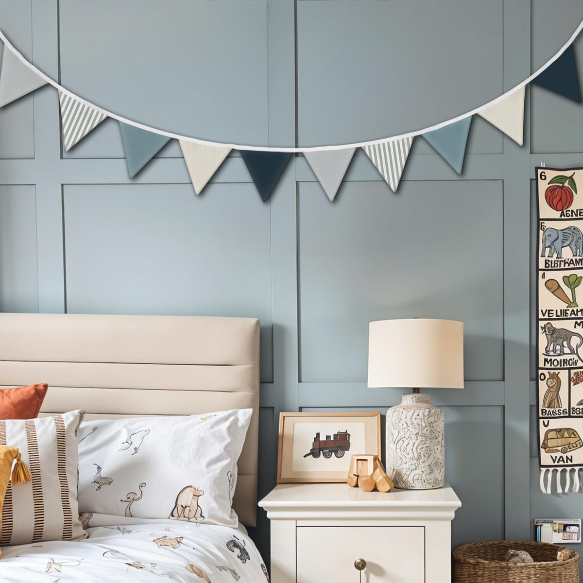 Wheatwin Playroom Decor Pennant Banner Flags 5.5Ft, Nursery Baby Girls Boys Banner Toddler Room Decor for Kids Bed Baby Shower Birthday Party