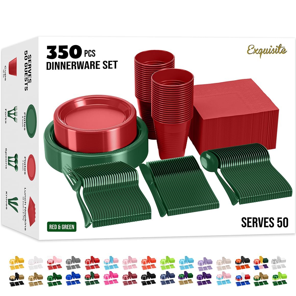 350 Pcs Plastic Dinnerware Set - Exquisite