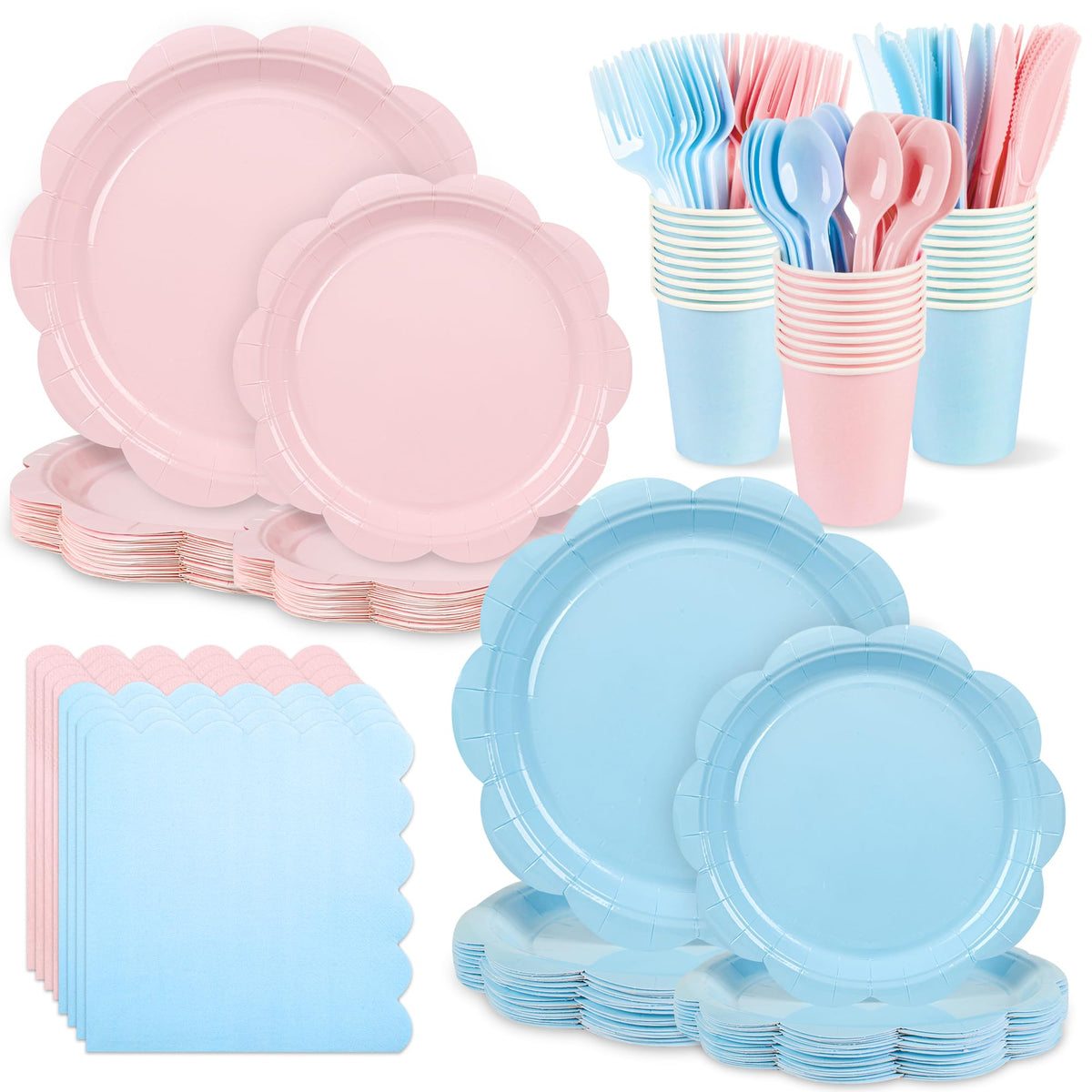 96 Pcs Pink Paper Plates and Napkins Set Party Supplies Serve for 24 Guests
