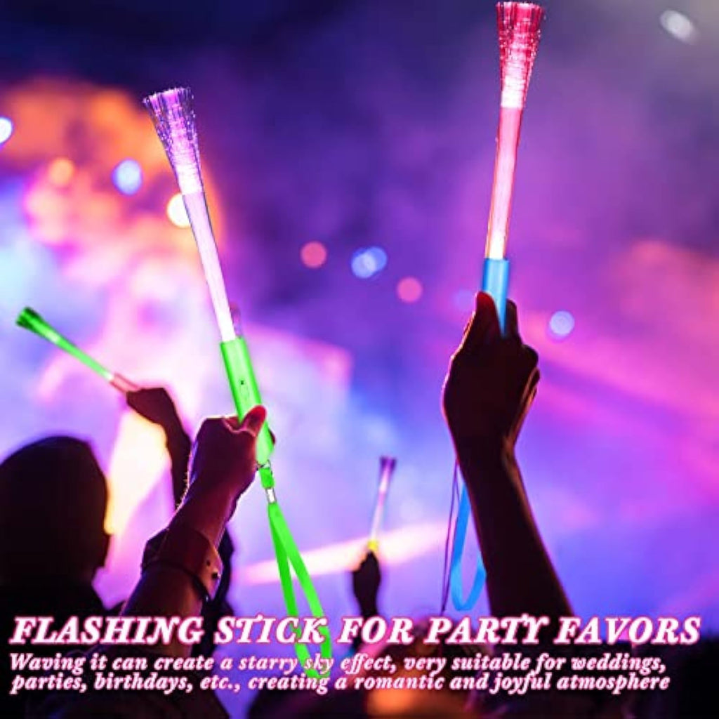 Junkin Fiber Optic Wands Bulk, LED Glow Sticks with Batteries