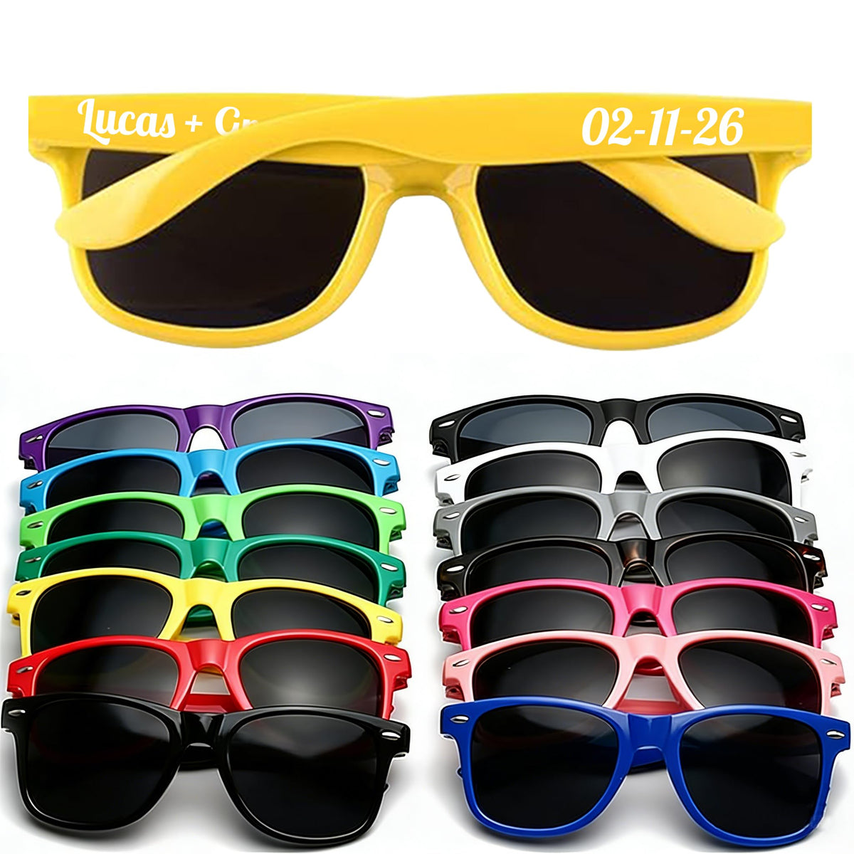 DFDG Personalized Sunglasses Bulk Custom Wedding Party Sunglasses Bachelorette Party Sunglasses for Women & Men