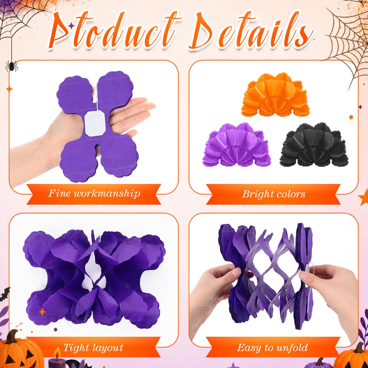 Epakh 12 Pcs Four Leaf Clover Paper Flowers Garland Decorations Colorful Paper Streamers Reusable Hanging Paper Chains Banner for Party Wedding Baby Shower Backdrop Home Decor