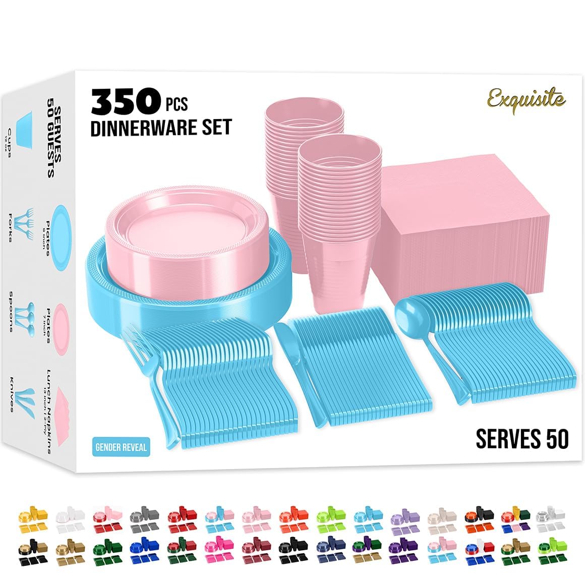 350 Pcs Plastic Dinnerware Set - Exquisite