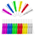 Atopxing 24PCS Bulk Party Blowers & Colourful Noise Makers - Fringed Glitter Party Horns Whistles for Birthday Graduation Christmas New Year - Premium Party Supplies (Mixed Colors)