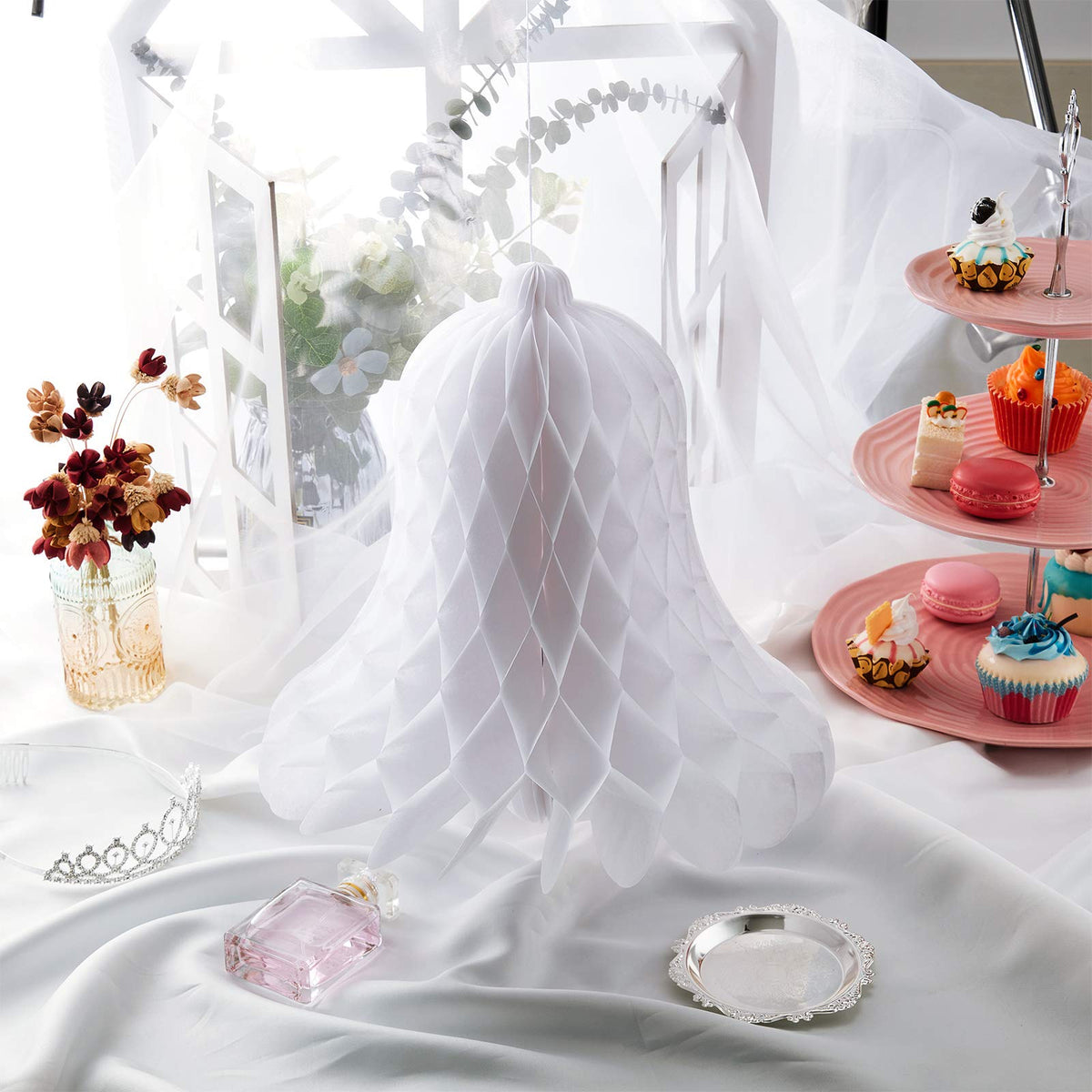 WILLBOND Paper Wedding Bells Hanging Honeycomb 12 Inch