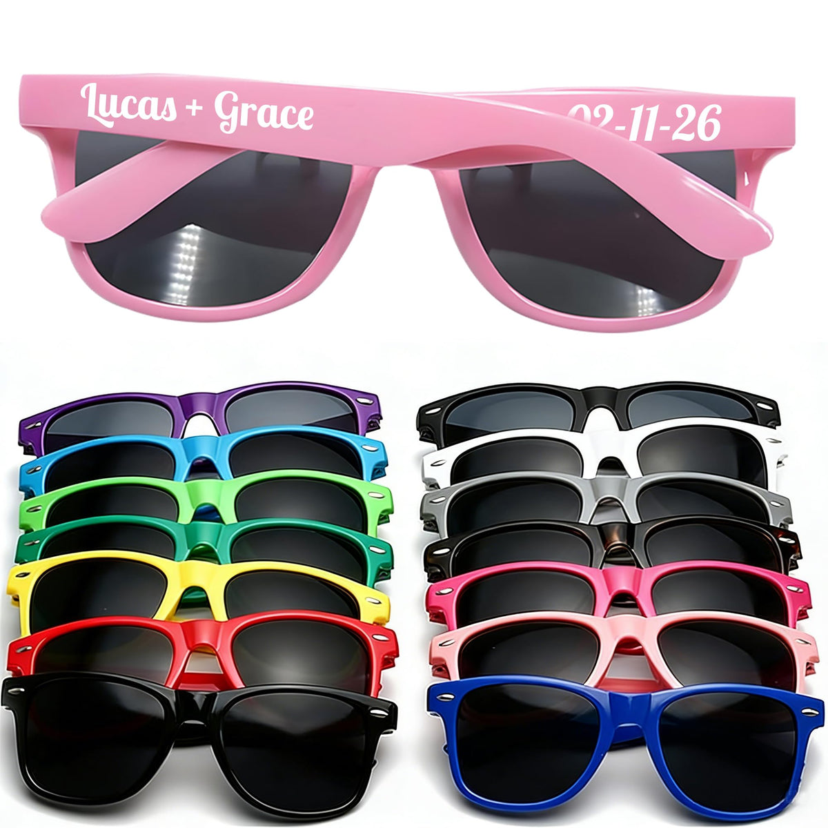 DFDG Personalized Sunglasses Bulk Custom Wedding Party Sunglasses Bachelorette Party Sunglasses for Women & Men