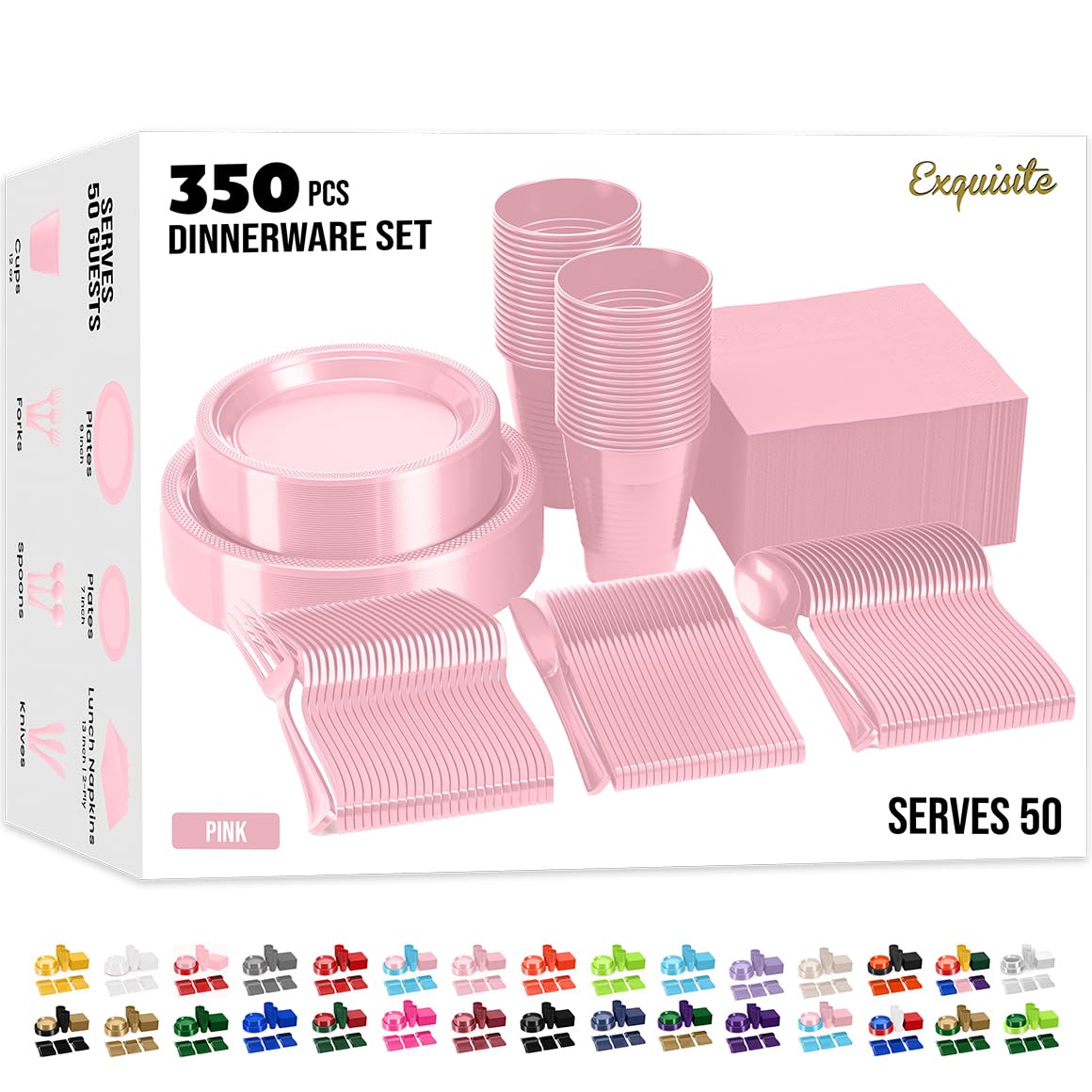 350 Pcs Plastic Dinnerware Set - Exquisite