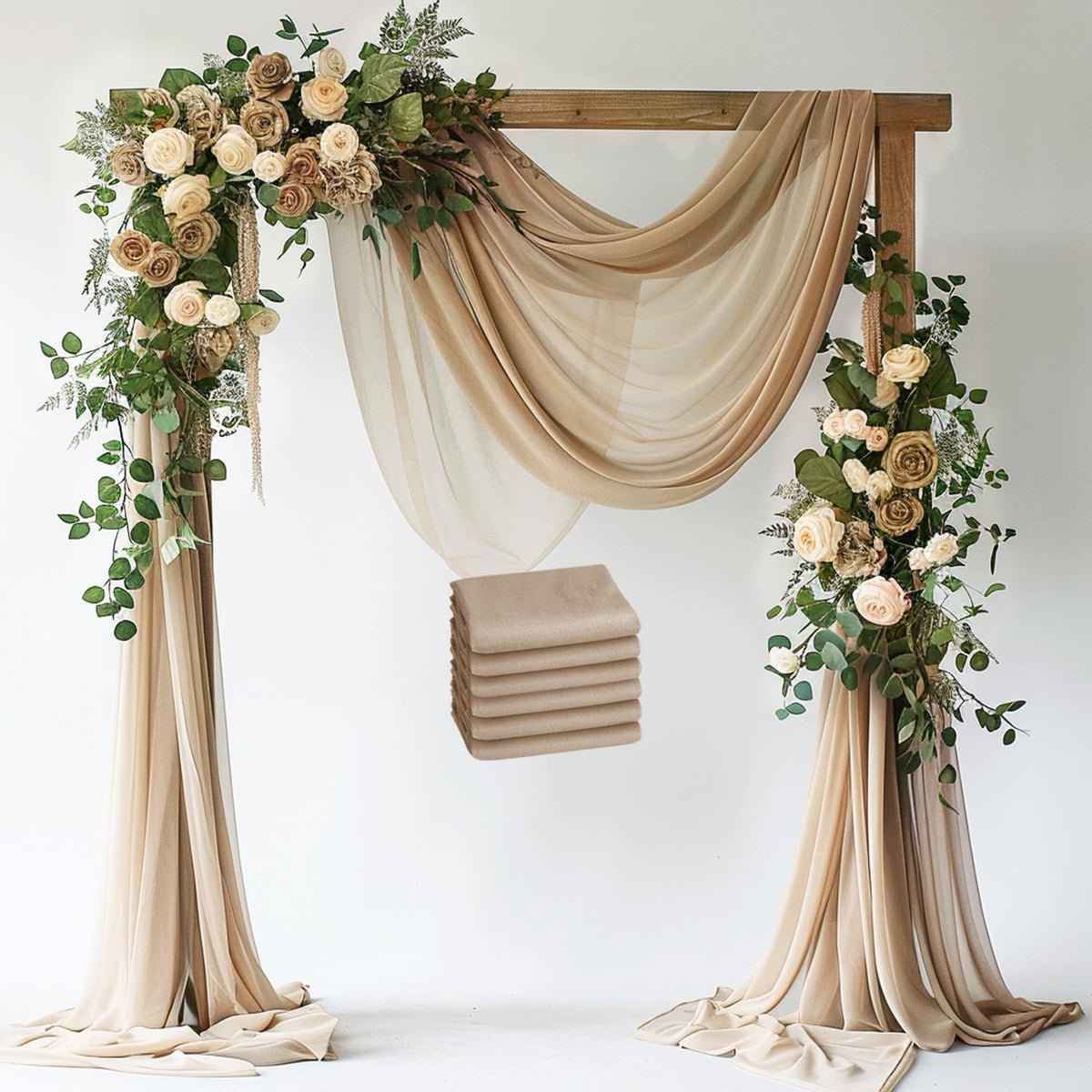 Wokceer Wedding Arch Draping Fabric Backdrop Sheer Drapes Fabric for Wedding Arbor Ceremony Party