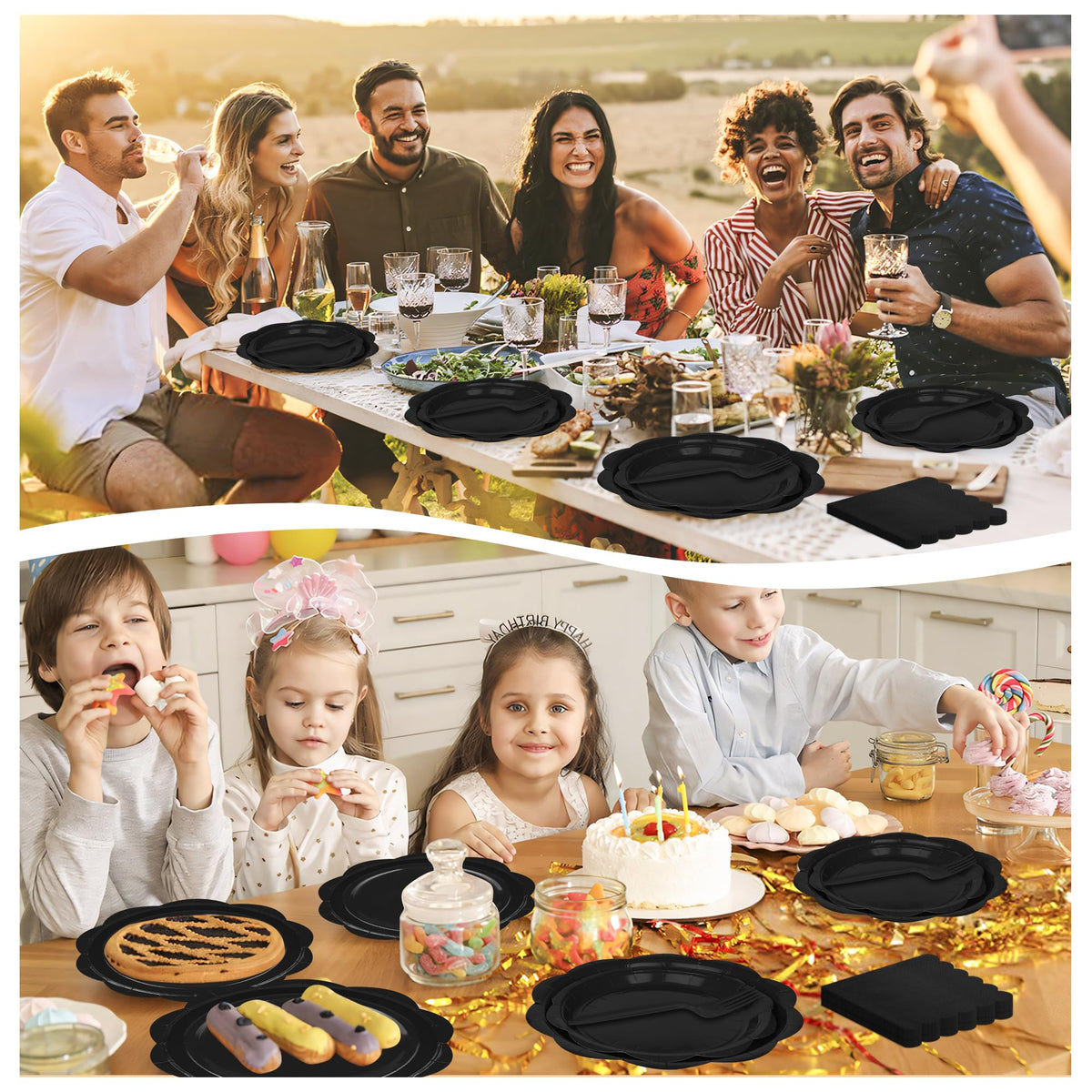 96 Pcs Pink Paper Plates and Napkins Set Party Supplies Serve for 24 Guests