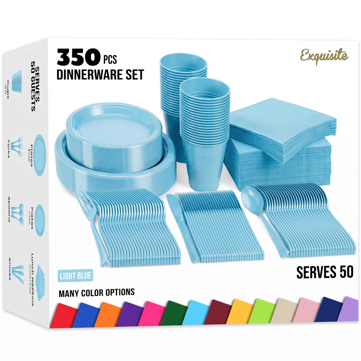 350 Pcs Plastic Dinnerware Set - Exquisite