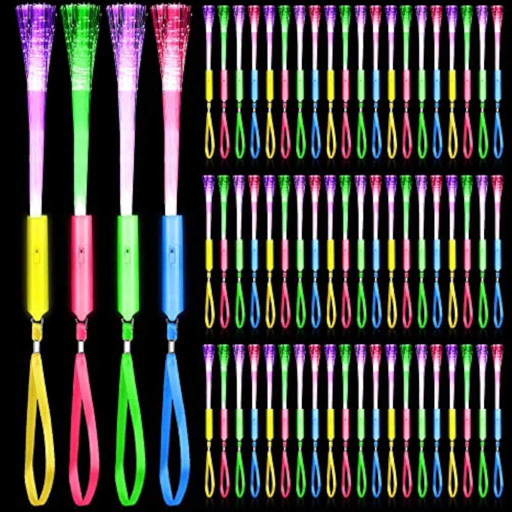 Junkin Fiber Optic Wands Bulk, LED Glow Sticks with Batteries