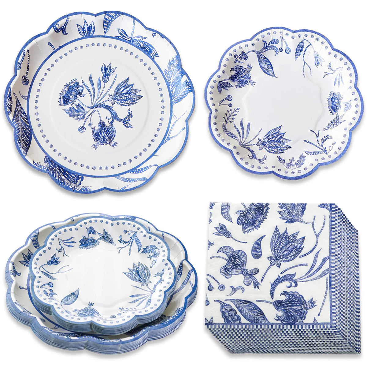 Kate Aspen Paper Plate and Napkin Set - Elegant Disposable Plates for Weddings, Something Blue Before I Do Bridal Shower Decorations, Baby Shower Plates, Tea Party Supplies - 62 Piece