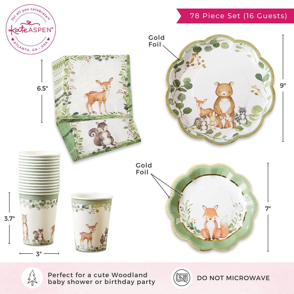 Kate Aspen Baby Shower Plates and Cups and Napkins Set Tableware Party Kit - Heavy Duty Disposable Party Plates, 6.5 inch Durable Paper Napkins