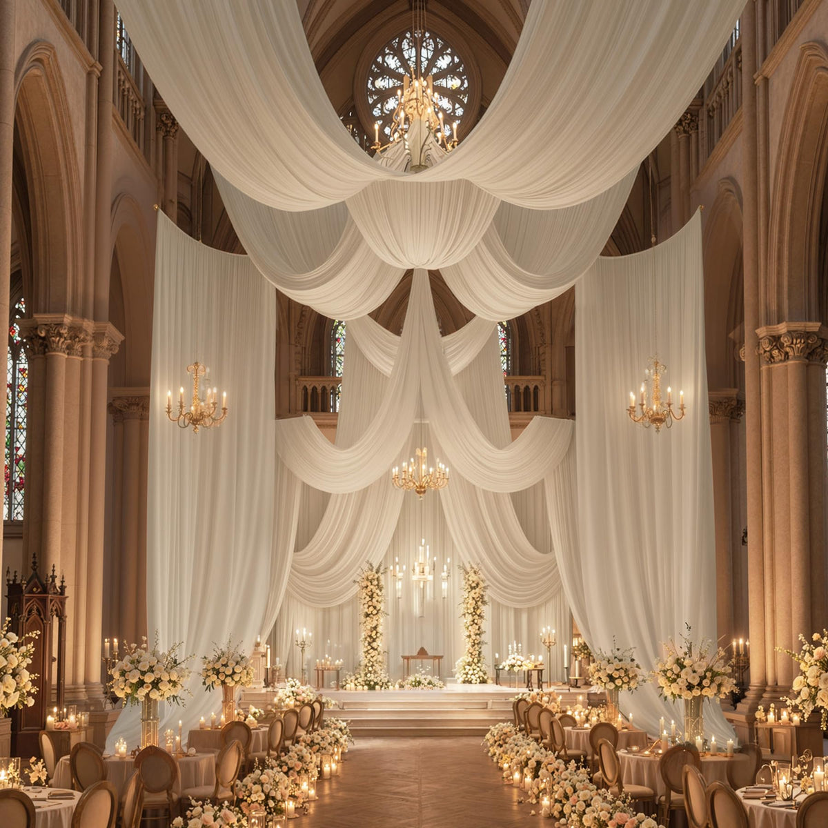 Party Village 30FT Wedding Ceiling Drapes Wrinkle-Free Draping Curtains
