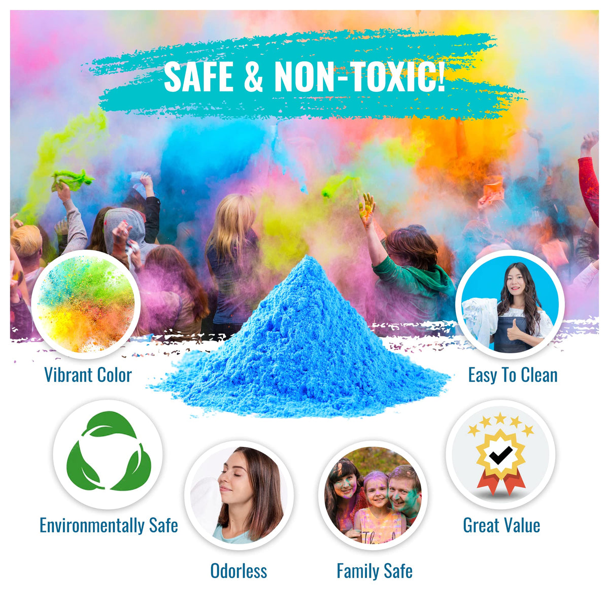 Color Blaze Holi Color Run Powder - 25 lbs Bulk