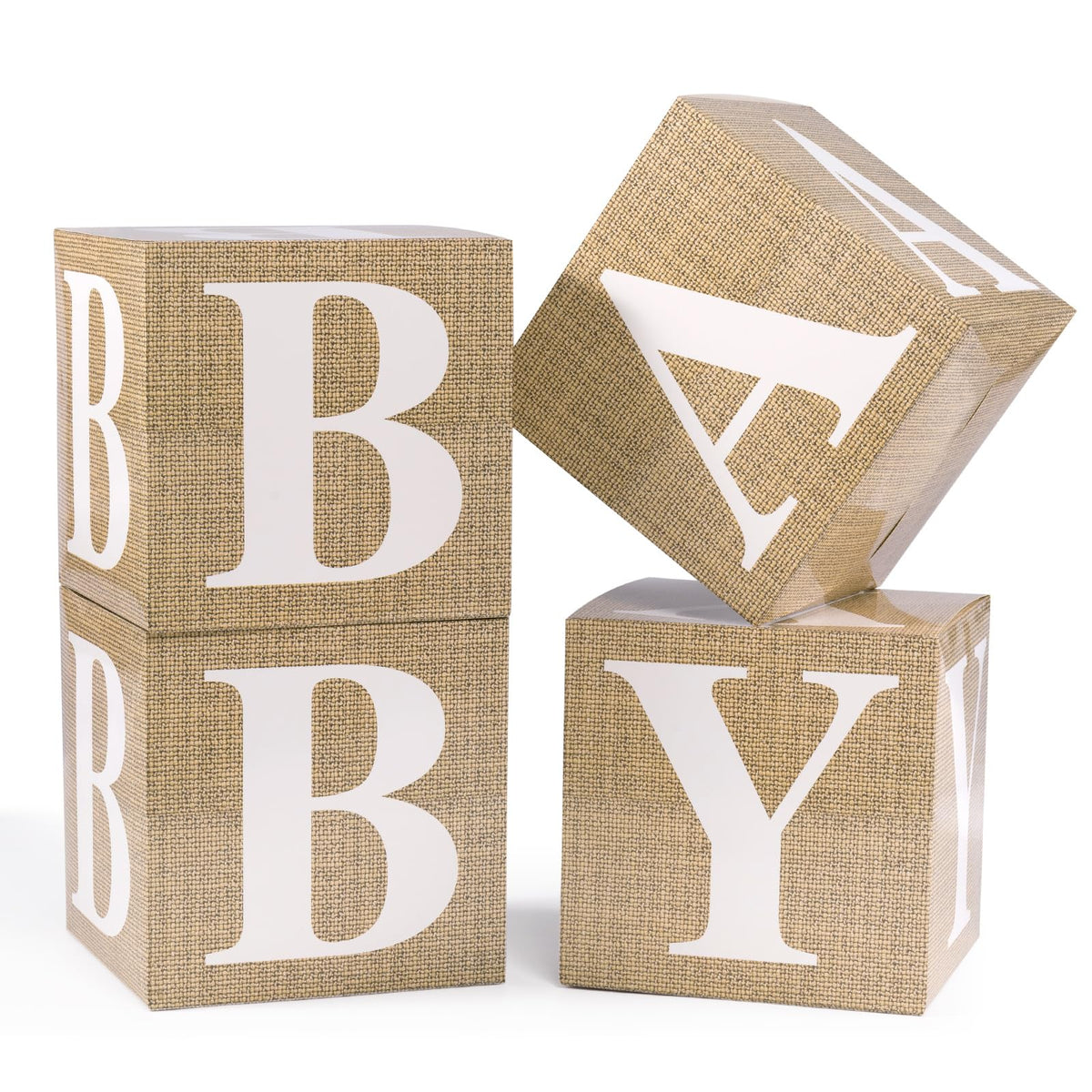 Voircoloria Baby Boxes with Letters for Shower, 4 Transparent Balloon Boxes for Gender Reveal Birthday Wedding Decorations