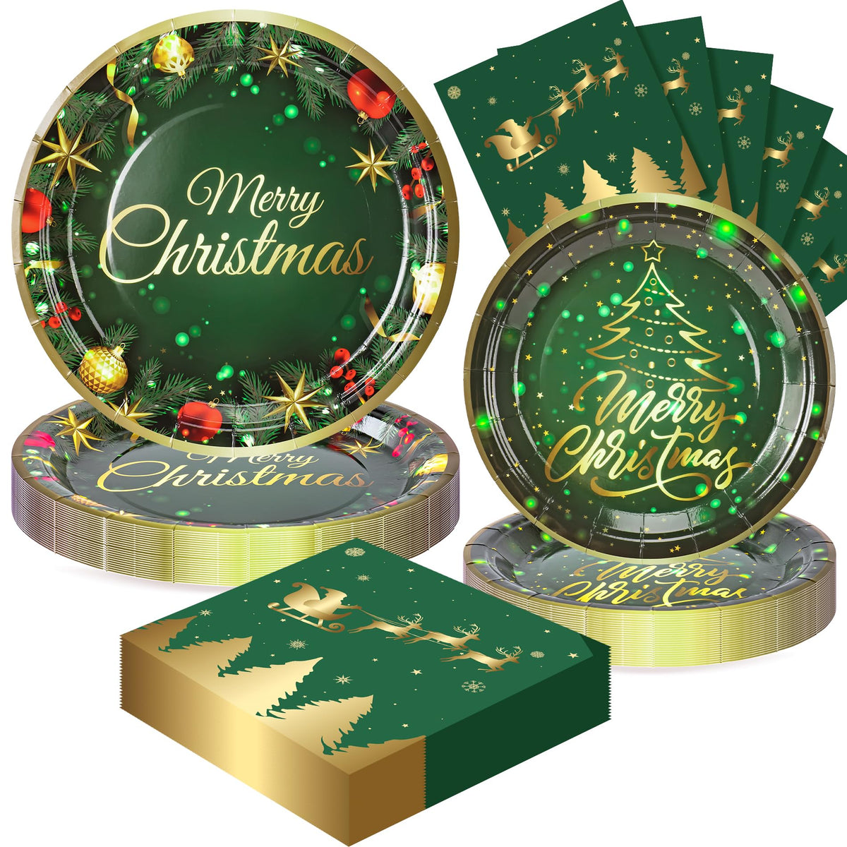Fighting to Achieve Christmas and Happy New Year Plates for Party Decorations, Party Disposable Tableware Supplies