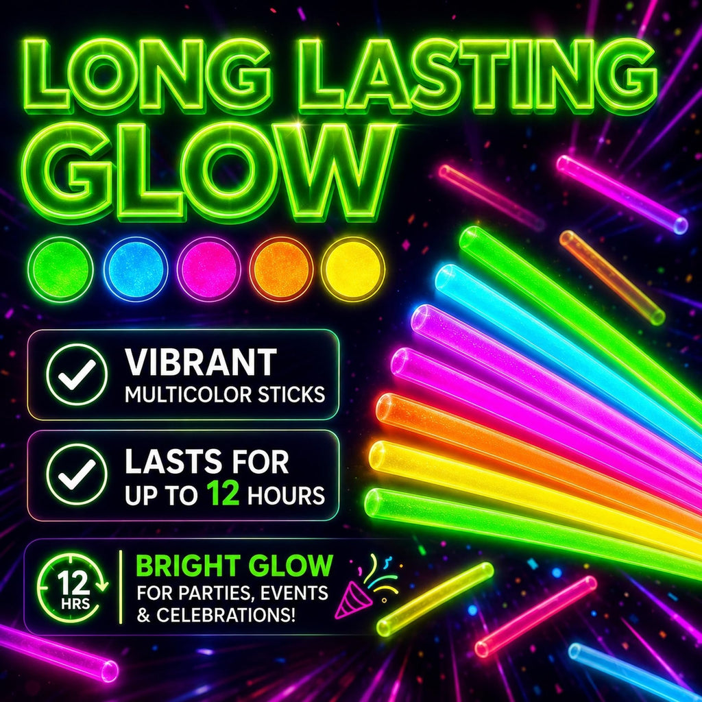 Glow Sticks Bulk, Glow in The Dark Party Supplies w/ Eye Glasses Kit, Bracelets Necklaces & More, 12 Hours Glow Party Pack 8 inch for Kids, Mardi Gras, Party Favors for kids 8-12