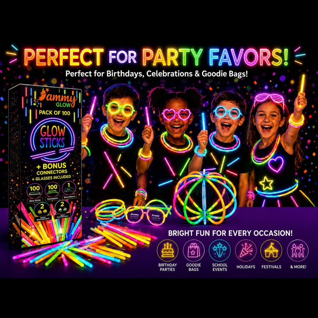 Glow Sticks Bulk, Glow in The Dark Party Supplies w/ Eye Glasses Kit, Bracelets Necklaces & More, 12 Hours Glow Party Pack 8 inch for Kids, Mardi Gras, Party Favors for kids 8-12
