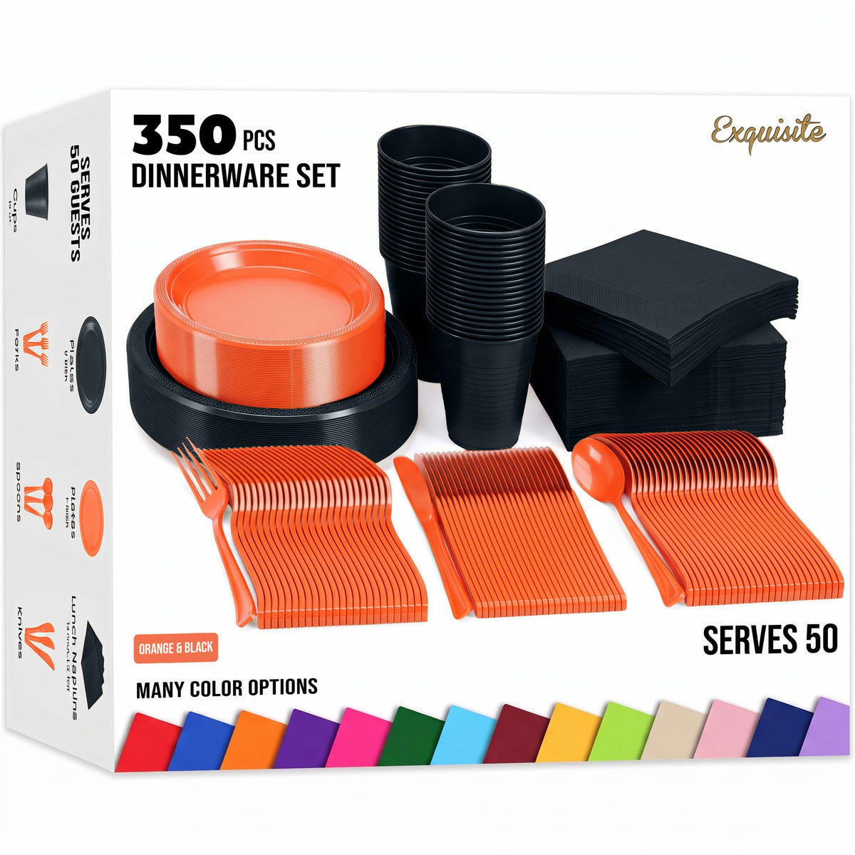 350 Pcs Plastic Dinnerware Set - Exquisite