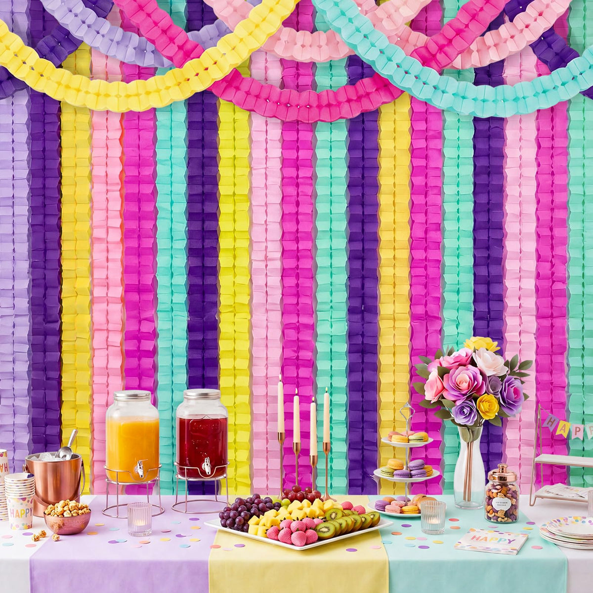 Epakh 12 Pcs Four Leaf Clover Paper Flowers Garland Decorations Colorful Paper Streamers Reusable Hanging Paper Chains Banner for Party Wedding Baby Shower Backdrop Home Decor
