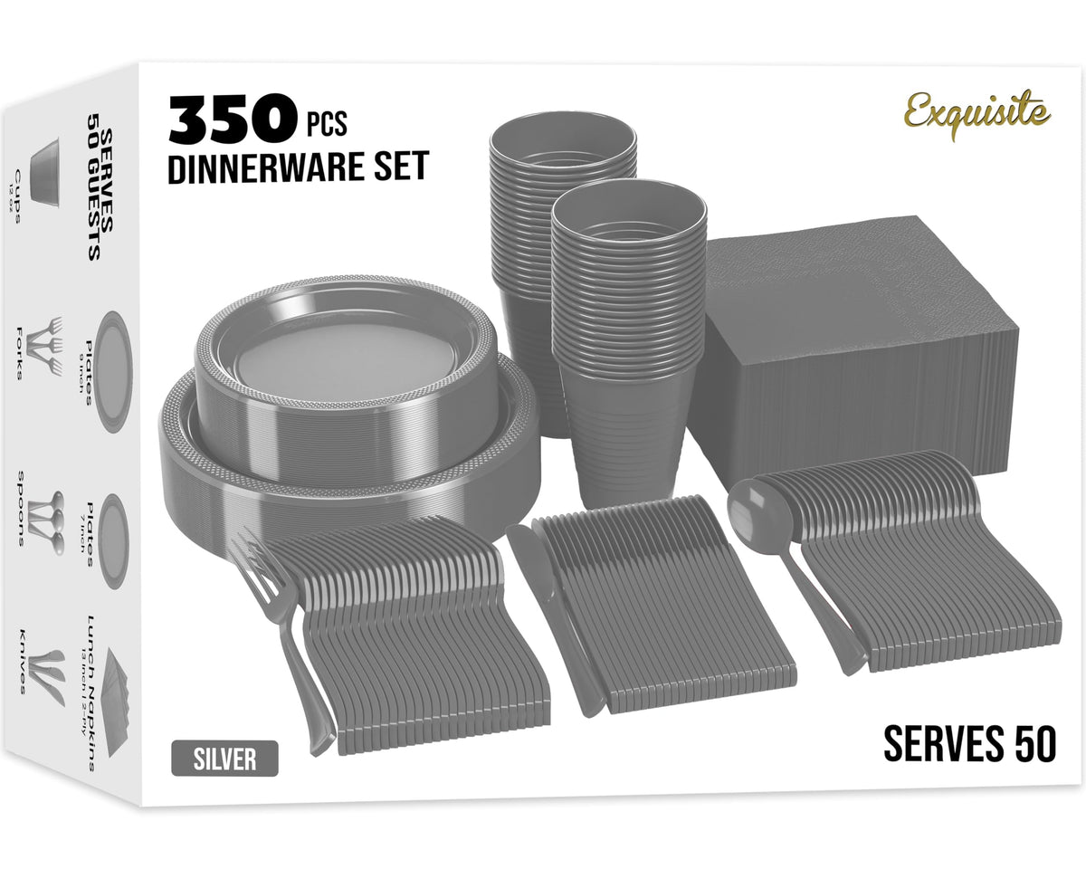 350 Pcs Plastic Dinnerware Set - Exquisite