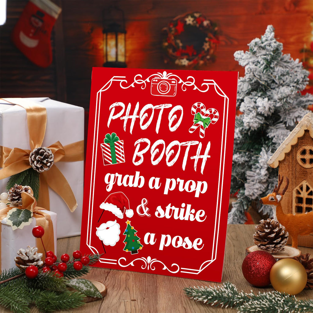 Briwooody Photo Booth Sign with Stand Retro Background Table