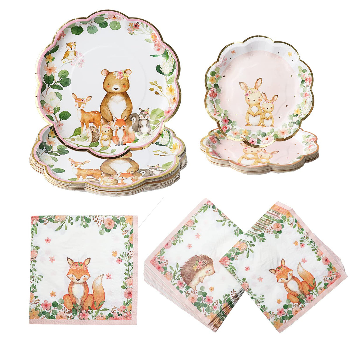 Kate Aspen Baby Shower Plates and Cups and Napkins Set Tableware Party Kit - Heavy Duty Disposable Party Plates, 6.5 inch Durable Paper Napkins