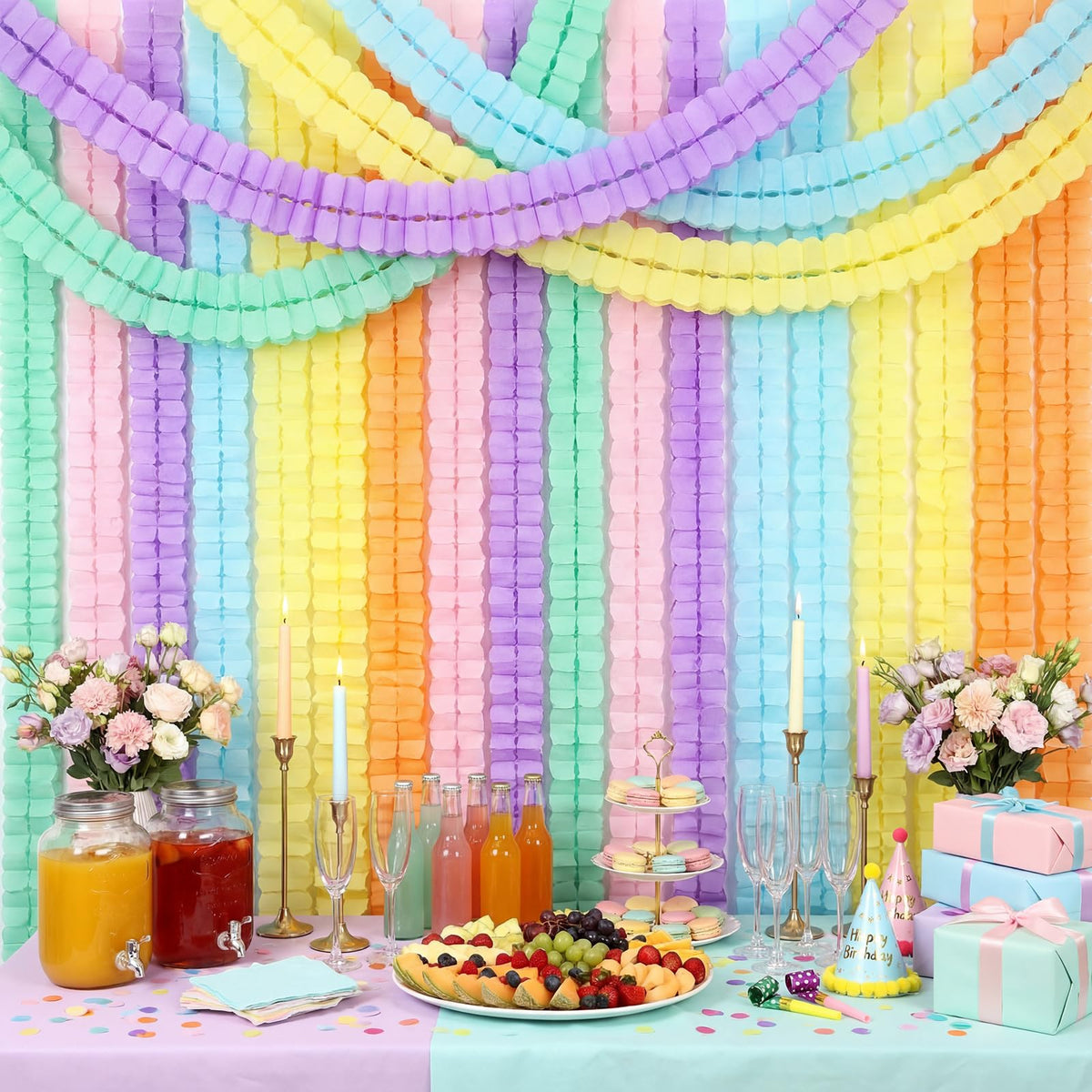Epakh 12 Pcs Four Leaf Clover Paper Flowers Garland Decorations Colorful Paper Streamers Reusable Hanging Paper Chains Banner for Party Wedding Baby Shower Backdrop Home Decor