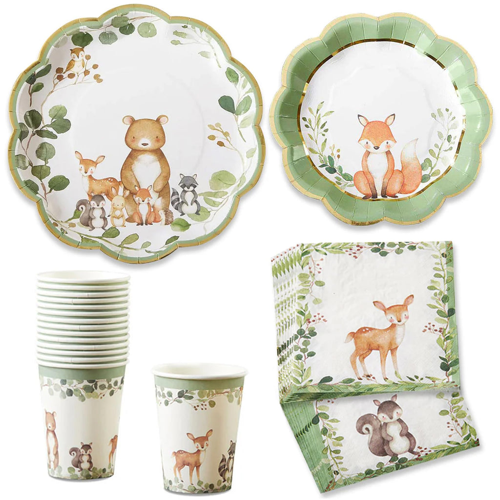 Kate Aspen Baby Shower Plates and Cups and Napkins Set Tableware Party Kit - Heavy Duty Disposable Party Plates, 6.5 inch Durable Paper Napkins