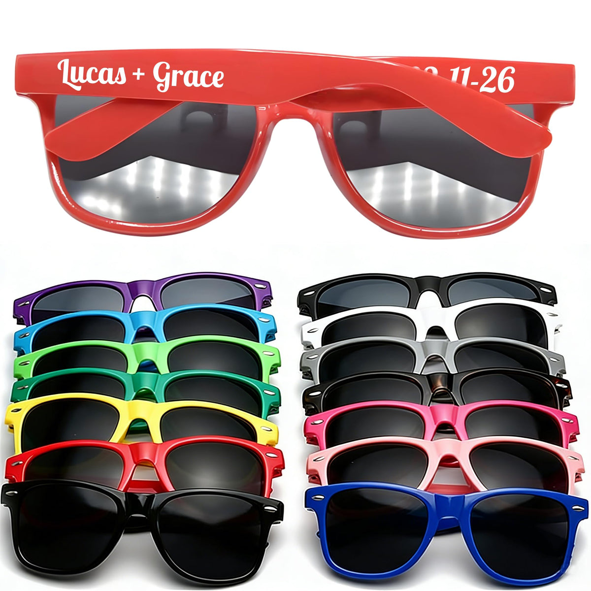 DFDG Personalized Sunglasses Bulk Custom Wedding Party Sunglasses Bachelorette Party Sunglasses for Women & Men