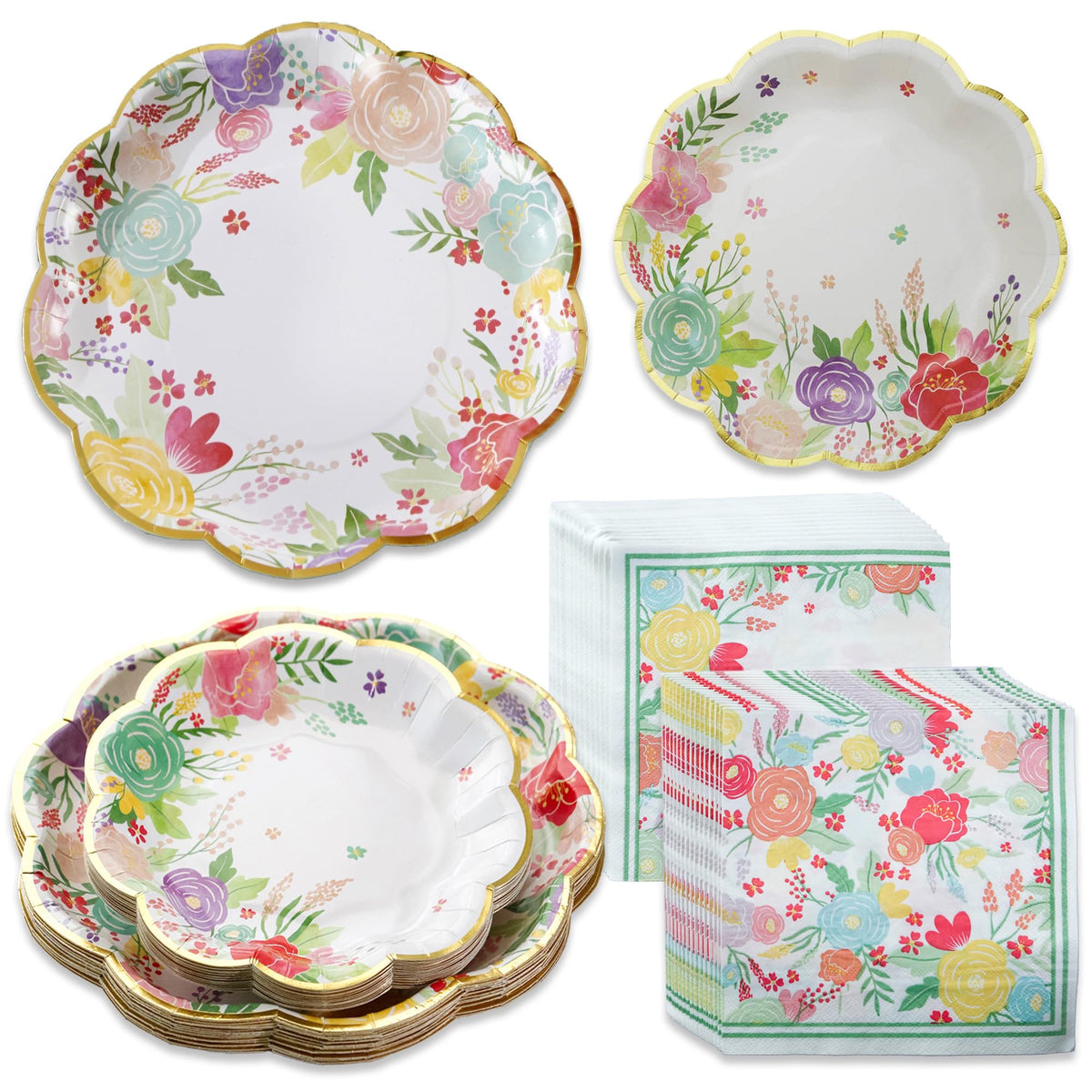 Kate Aspen Paper Plate and Napkin Set - Elegant Disposable Plates for Weddings, Something Blue Before I Do Bridal Shower Decorations, Baby Shower Plates, Tea Party Supplies - 62 Piece