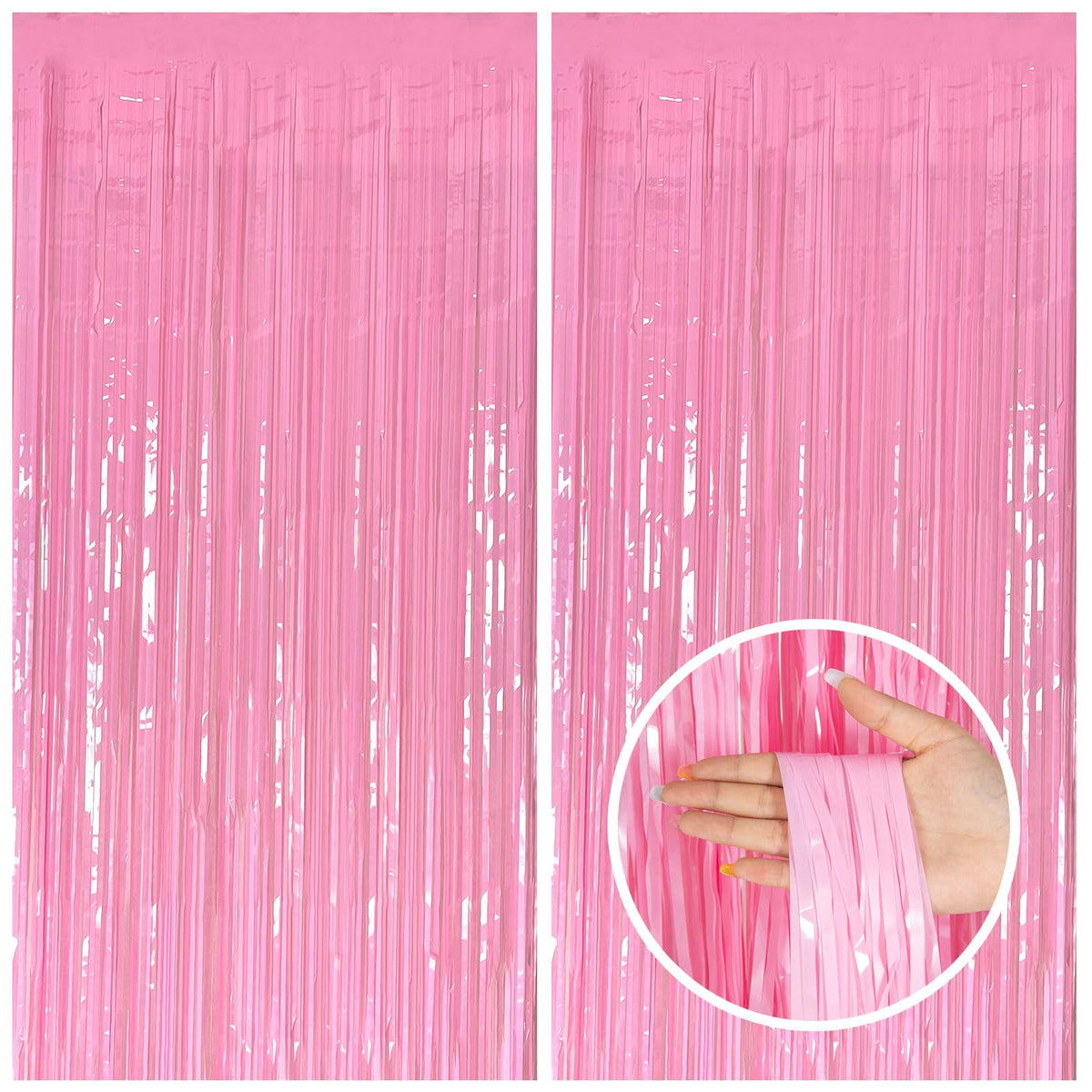 Party Backdrop Decorations Pink Tinsel Curtain Party Backdrop Foil Fringe Birthday Decorations Photo Booth Streamer Pink Theme Bachelorette Graduation Decor