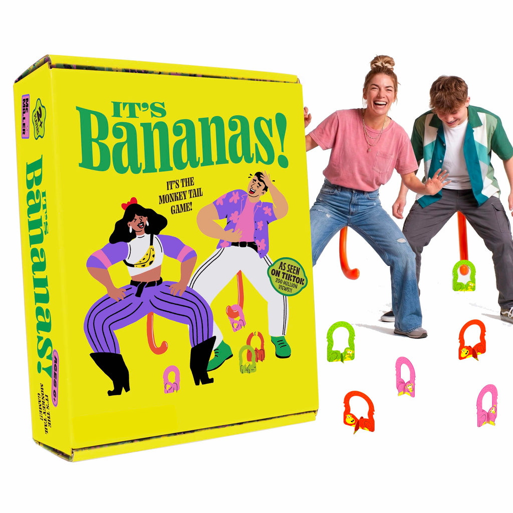 MCMILLER ENTERTAINMENT It’s Bananas – The Hilarious Monkey Tail Party Game for Adults & Families | Funny Indoor & Outdoor Game for Bachelorette Parties, Summer Parties, BBQs, Birthdays & Game Nights