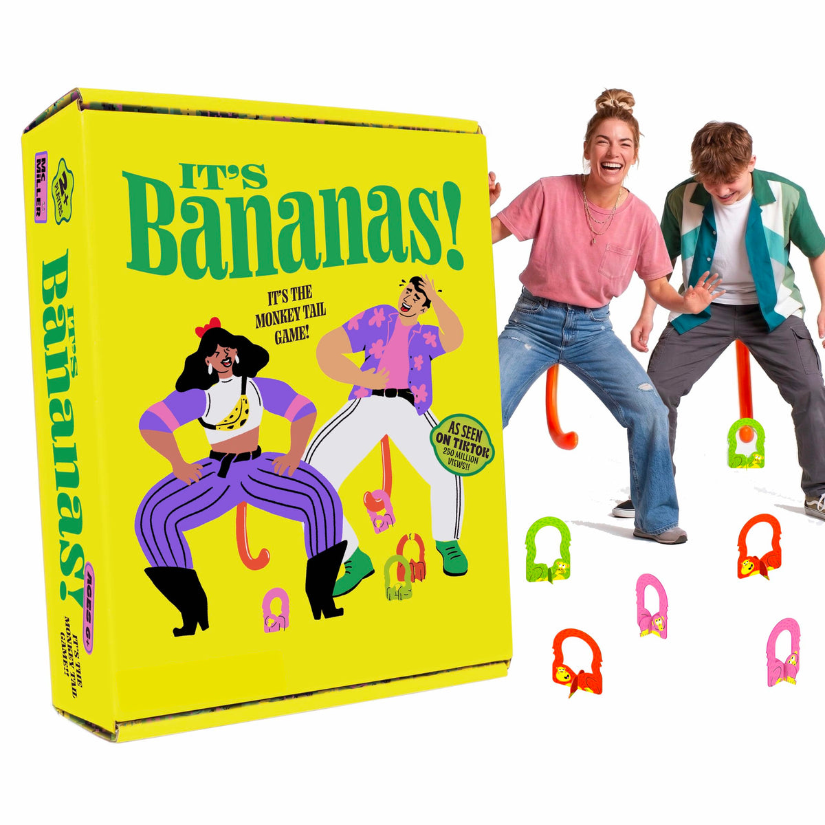 MCMILLER ENTERTAINMENT It’s Bananas – The Hilarious Monkey Tail Party Game for Adults & Families | Funny Indoor & Outdoor Game for Bachelorette Parties, Summer Parties, BBQs, Birthdays & Game Nights