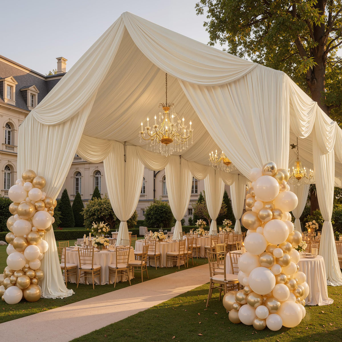 Party Village 30FT Wedding Ceiling Drapes Wrinkle-Free Draping Curtains