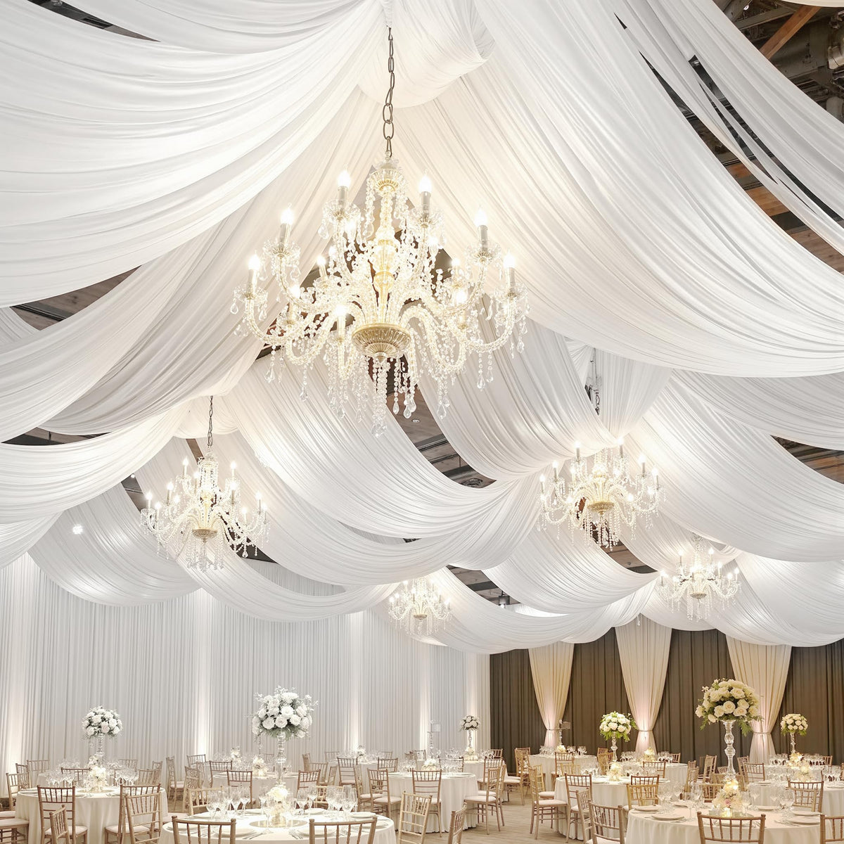 Party Village 30FT Wedding Ceiling Drapes Wrinkle-Free Draping Curtains