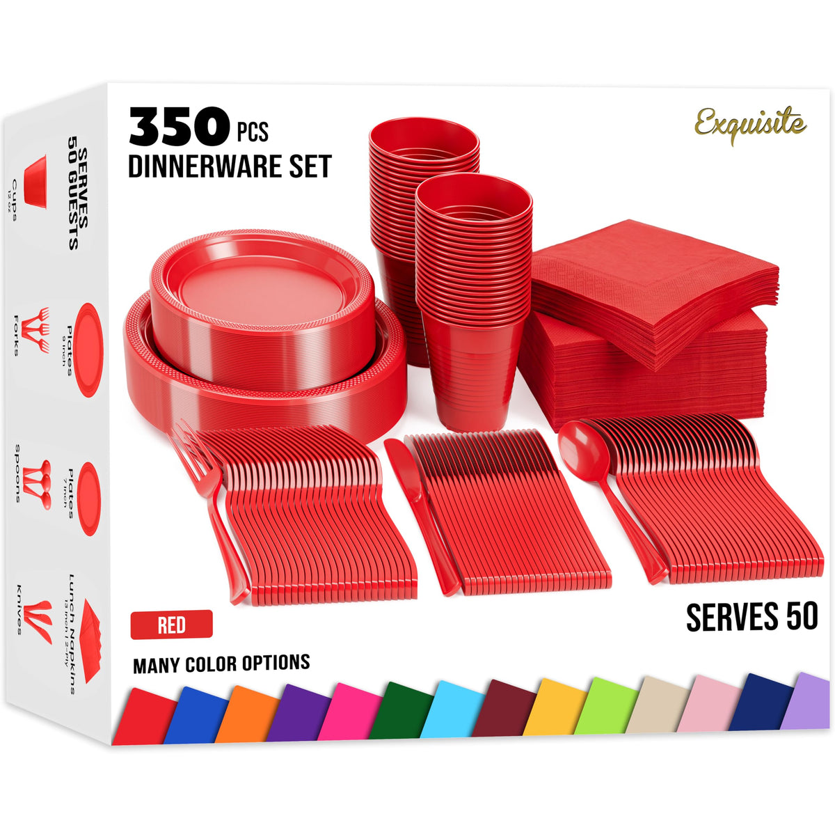 350 Pcs Plastic Dinnerware Set - Exquisite
