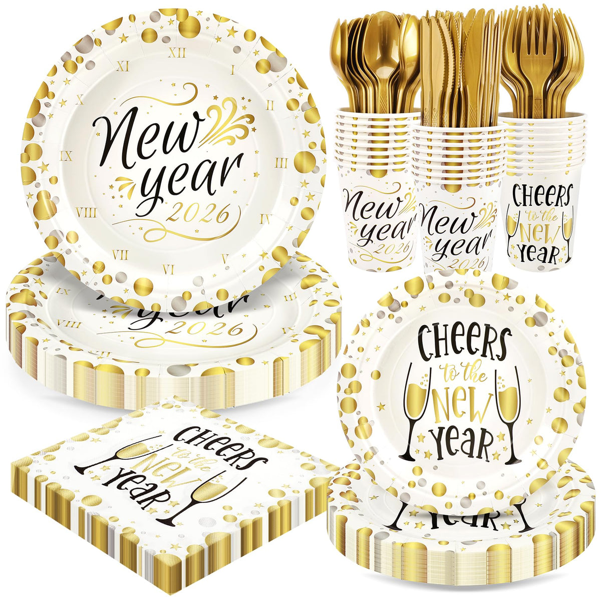 Fighting to Achieve Christmas and Happy New Year Plates for Party Decorations, Party Disposable Tableware Supplies