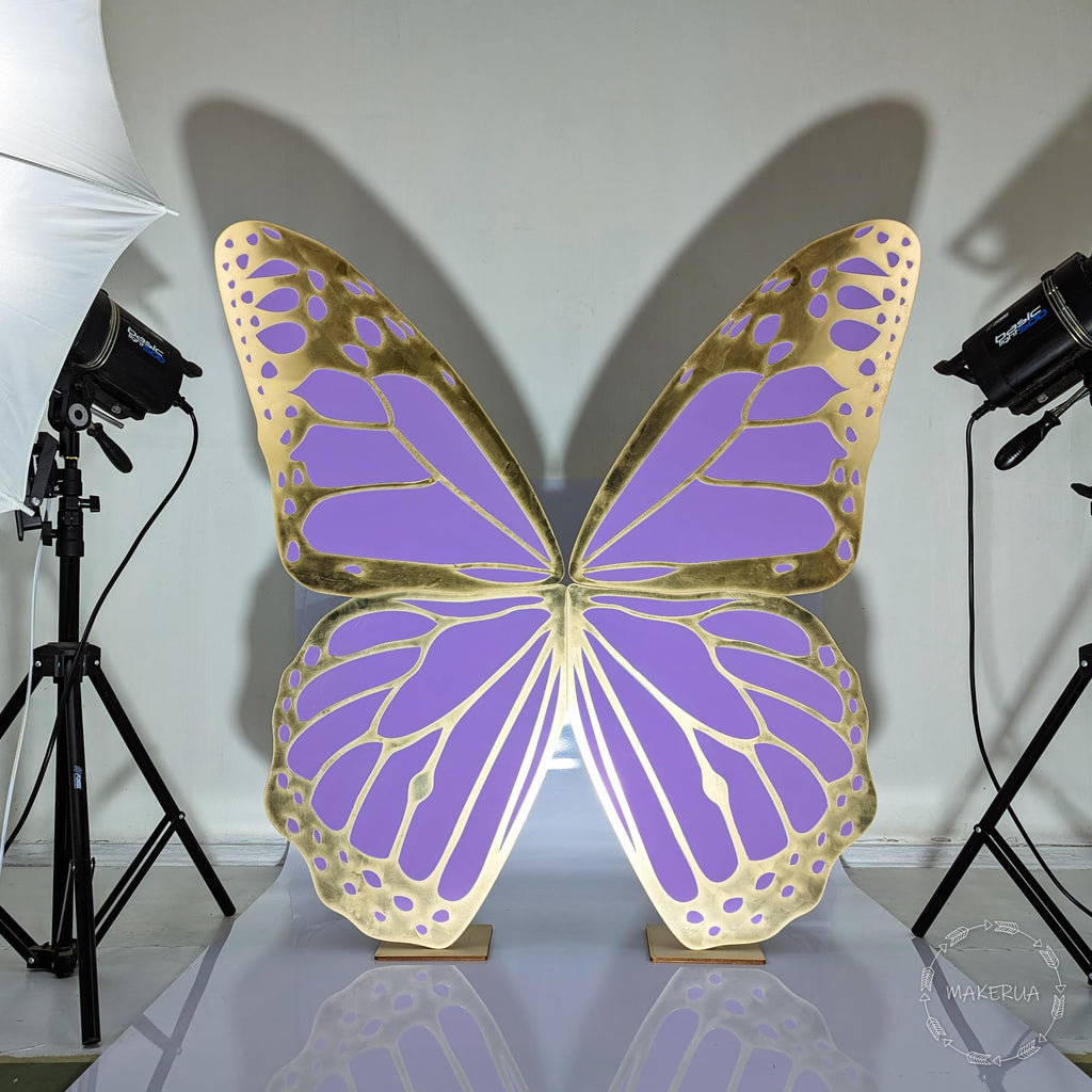 Gold & Lavender Butterfly Backdrop with Stand for Parties & Weddings